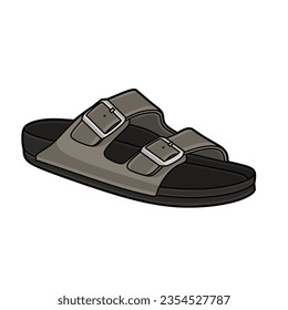 Vector Illustration of Sandal Isolated with White Background 