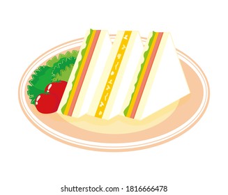 Vector illustration of sandwich. 
Egg sandwich and Ham egg sandwich .