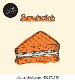 Vector illustration of sandwich fast food.