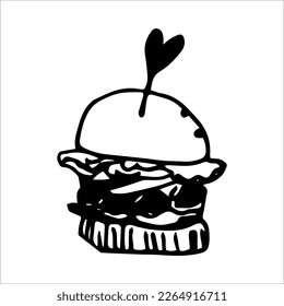 Vector illustration of a sandwich with a flag