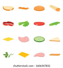 Vector illustration of sandwich and food icon. Set of sandwich and burger stock vector illustration.