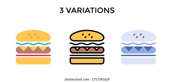Vector illustration sandwich icon or logo black color with flat, lineal, blue design style.