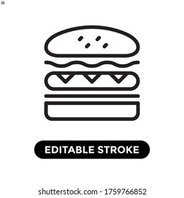 Vector illustration sandwich icon or logo black color with line design style.