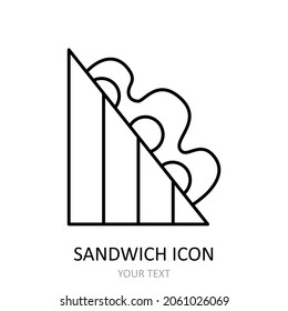 Vector illustration with sandwich icon. Outline drawing.