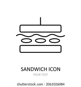 Vector illustration with sandwich icon. Outline drawing.