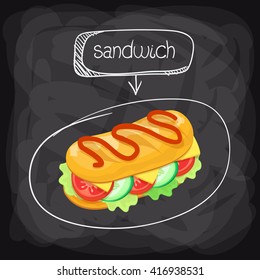 Vector illustration of Sandwich On Black Background