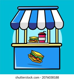vector illustration of a sandwich shop, an attractive design to introduce your shop complete with drink designs,