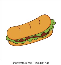 Vector illustration of sandwich sign. hand drawn delicious sandwich. Beautiful food design elements, perfect for any business related to the food industry.