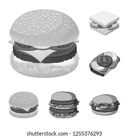 Vector illustration of sandwich and wrap icon. Collection of sandwich and lunch vector icon for stock.