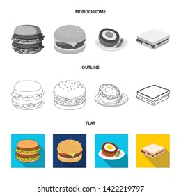 Vector illustration of sandwich and wrap icon. Collection of sandwich and lunch vector icon for stock.