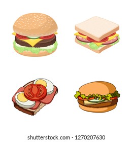 Vector illustration of sandwich and wrap logo. Collection of sandwich and lunch stock vector illustration.