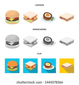Vector illustration of sandwich and wrap logo. Collection of sandwich and lunch stock vector illustration.