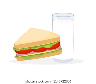 Vector illustration Sandwiches and milk