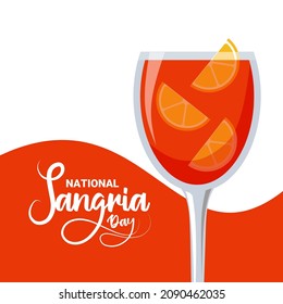 Ilustración vectorial, Sangria con rebanada de limón en vidrio, como cartel o afiche, Día Nacional Sangria.