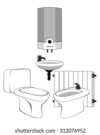 Vector illustration of a sanitary equipment set