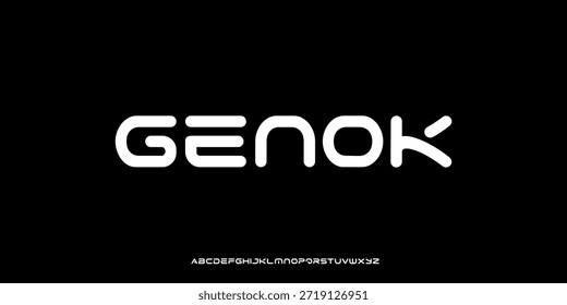 Vector illustration of a sans serif display alphabet letter display with a modern futuristic and rounded style.
