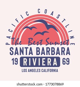 vector illustration of Santa Barbara and summer theme . tee shirt graphics. Typography
