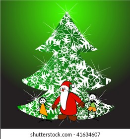 vector illustration of santa with children