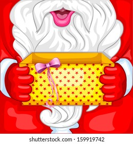 vector illustration of Santa with Christmas Surprise opening gift box