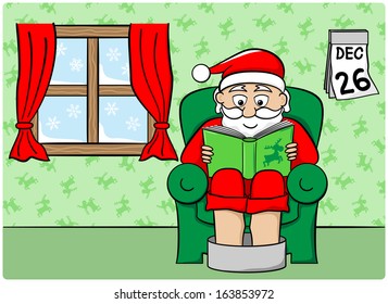 vector illustration of santa claus after work