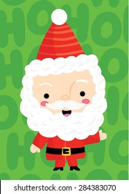 A vector illustration of Santa Claus against a green background