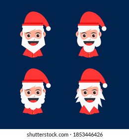 Vektorgrafik des Santa Claus Avatar-Sets mit verschiedenen Haarvarianten, perfekt, um Ihren Designs zu Weihnachten Feierlichkeit zu verleihen.
