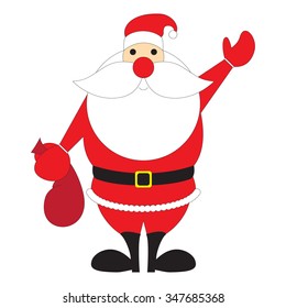 Vector illustration of a Santa Claus with a bag on white background
