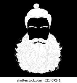 vector illustration of Santa Claus beard silhouette on a black background Christmas decoration greeting symbol silhouette