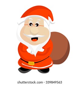 Vector Illustration of Santa Claus carry bag