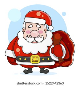 Vector Illustration of Santa Claus carrying sack full of gifts