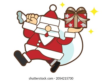 Vector Illustration of Santa Claus Carrying Presents
