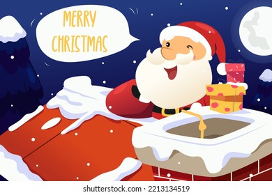 A vector illustration of Santa Claus Carrying Christmas Presents 