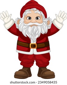 A vector illustration of a Santa Claus cartoon character wearing a red hat and cloth