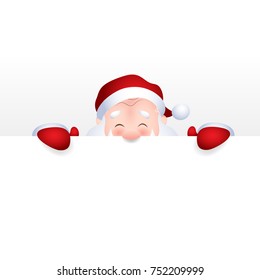 Vector illustration of Santa Claus cartoon character emotion cheerful for a blank sign, web header page.