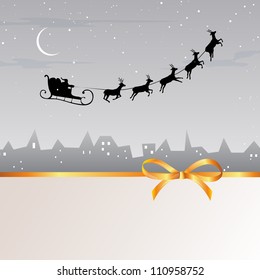 Vector Illustration of Santa Claus coming to City