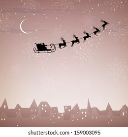 Vector Illustration of Santa Claus coming to City