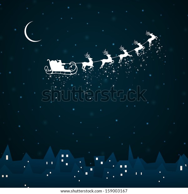 Vector Illustration of Santa Claus coming to City