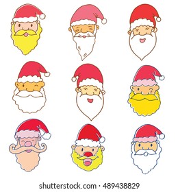 Vector illustration of Santa Claus doodle set collection