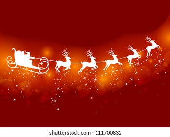 Vector Illustration of Santa Claus Driving in a Sledge