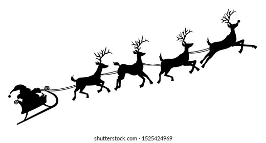 Vector Illustration of Santa Claus Driving in a Sledge