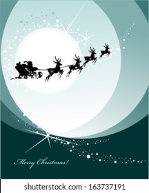 Vector Illustration of Santa Claus Driving in a Sledge 