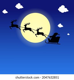 Vector illustration of Santa Claus driving in a sled