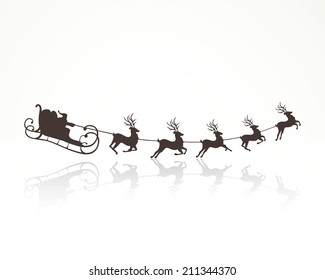 Vector Illustration of Santa Claus Driving in a Sledge