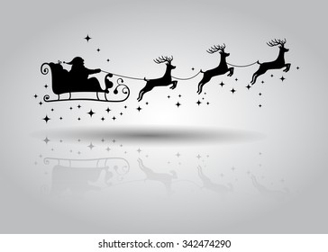 Векторная иллюстрация Санта-Клауса за рулем в санях