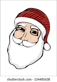 Vector illustration of Santa Claus face on white background
