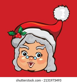 Vector illustration of santa claus and family