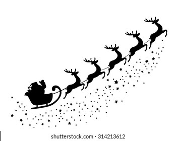 vector illustration of Santa Claus flying with deer