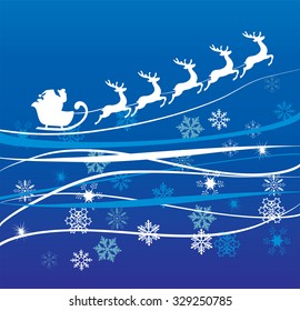 vector illustration of Santa Claus flying with deer