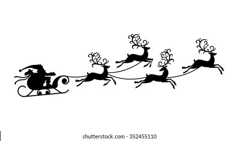 vector illustration of Santa Claus flying with reindeer