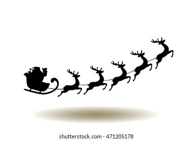 vector illustration of Santa Claus flying with deer